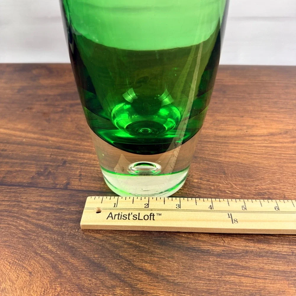Riihimäen Lasi Tamara Aladin Finland Green Art Glass Vase MCM